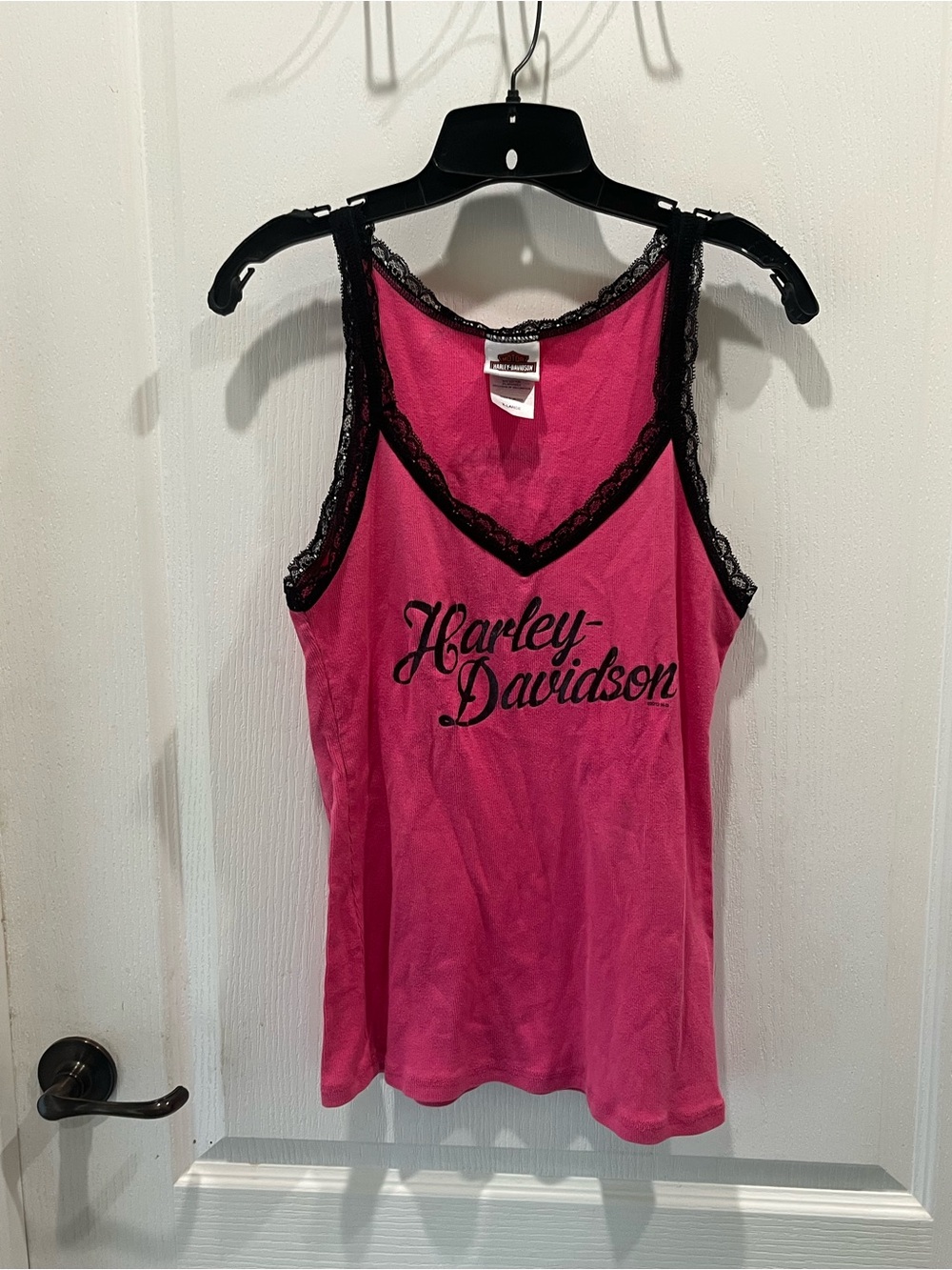 Harley-Davidson Hot Pink Tank with Black Lace Trim